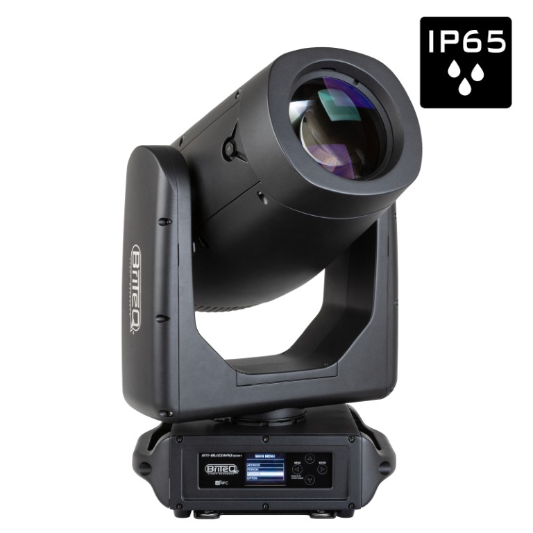 Krachtige en compacte IP65 outdoor HYBRID moving head, op basis van een 350W witte LED, met CMY en extreem groot zoombereik: 2° tot 47° - BTI-BLIZZARD BSW1