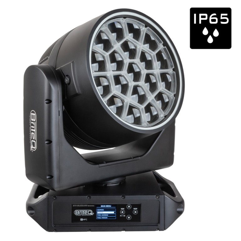 Krachtige en robuuste outdoor moving wash uitgerust met 19x50W RGBL LED's, volledig pixelgestuurd via DMX, Artnet & sACN. Standaard uitgerust met draadloze DMX. Met een verbeterde zoomsnelheid! - BTI-BLIZZARD WASH2s