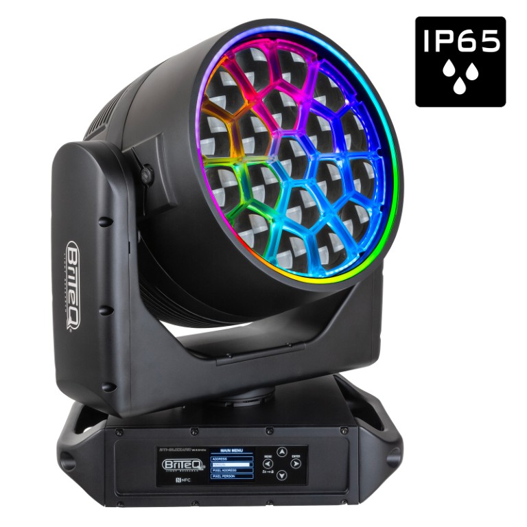 Krachtige en robuuste outdoor moving wash uitgerust met 19x50W RGBL LED's, volledig pixelgestuurd via DMX, Artnet & sACN. Standaard uitgerust met draadloze DMX. Met een verbeterde zoomsnelheid! - BTI-BLIZZARD WASH2s