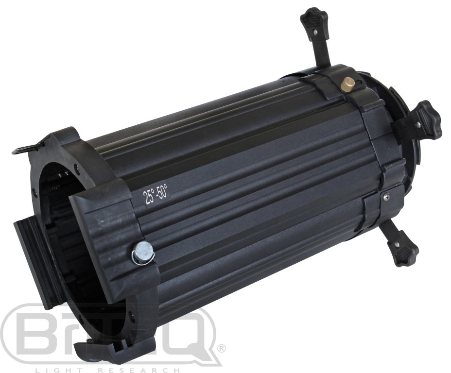 Optiek voor BT-PROFILE160/LED ENGINE of BT-PROFILE250/LED ENGINE of BT-PROFILE 500TW/LED ENGINE met 25-50° zoom die de ETC Source Four-optiek door een optionele gobohouder en optioneel diafragma kan vervangen. - BT-PROFILE160/OPTIC 25-50
