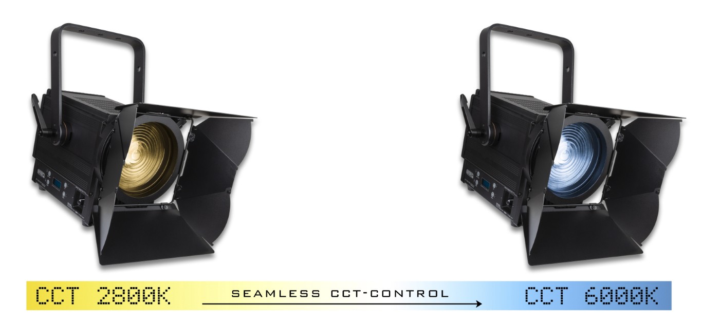 Krachtige 200W LED theater / TV Fresnel met afstembaar wit variërend van 2800K tot 6000K, gecombineerd met een uitzonderlijke fotometrische/prijs verhouding en een goede lichtopbrengst! - BT-THEATRE 200TW