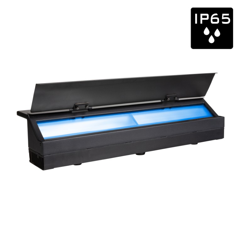 Krachtige IP65 full color LED cyclorama! Kan worden gebruikt voor achtergrond- en voetlicht op zowel binnen- als buitenpodia. - BTI-CYCLO