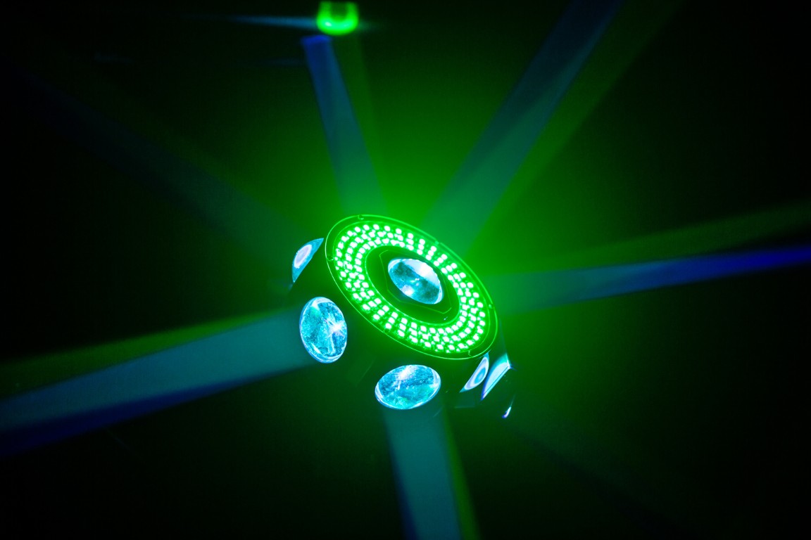 Verbluffend 4-in-1 multi-lichteffect: lasers, strobe LEDs, RGBW LEDs en RGB LEDs met mooie chase patronen - UFO X4