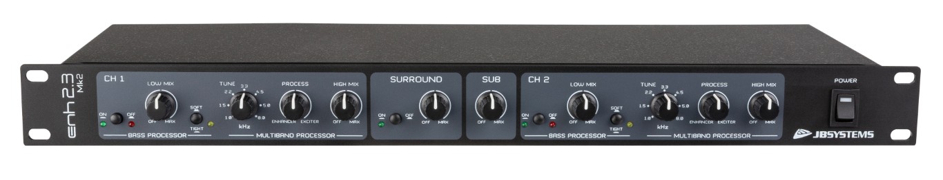Professionele multiband geluidsversterker met ruimtelijke stereoprocessor en mono subwooferuitgang - ENH 2.3 Mk2