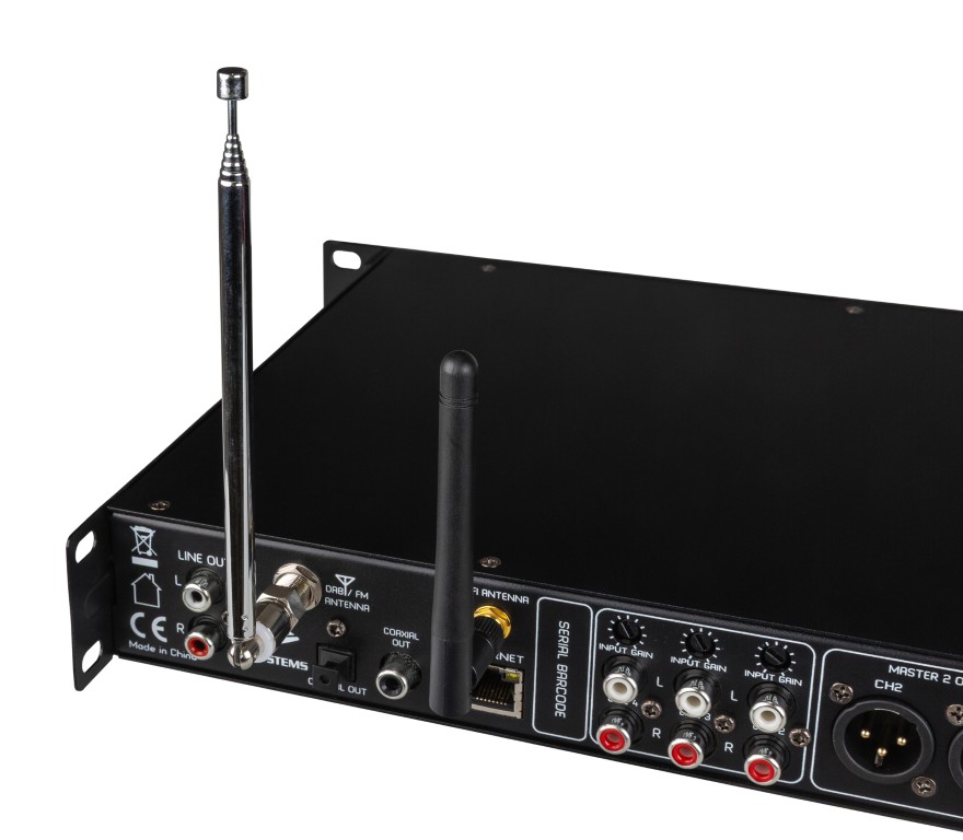 Alles-in-één audio-oplossing met INTERNETRADIO + DAB+/FM-radio + SPOTIFY connect + USB-speler + BLUETOOTH + 2x 250W versterker in een compacte 19