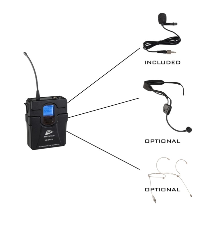 Belt-pack en lavalier-microfoon voor gebruik met de HF-TWIN RECEIVER - HF-BPACK