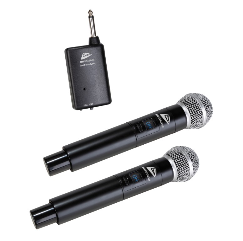 Eenvoudig, plug en play, draadloos 2,4GHz dubbel handmicrofoonsysteem: 2 microfoons en 1 ontvanger - WMIC-2.4G TWIN