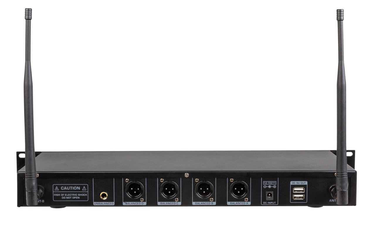 Vier afzonderlijke PLL/UHF draadloze microfoonontvangers in één te combineren met HF-PRO MIC en/of HF-PRO BPACK - HF-PRO QUAD RECEIVER