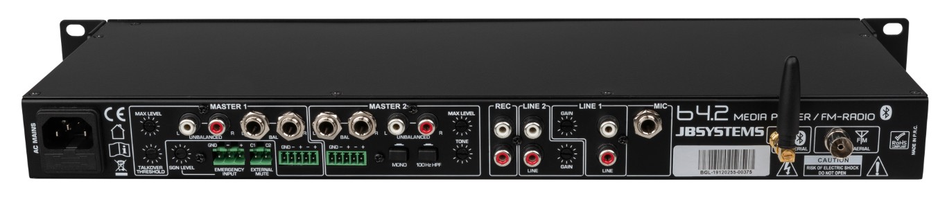 Compacte USB mediaspeler / mixer met ingebouwde Bluetooth® ontvanger - B4.2 MEDIAMIX