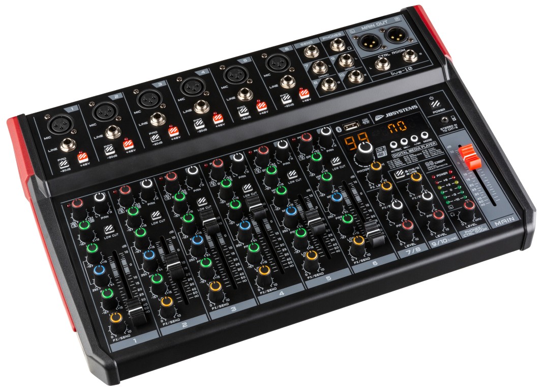 Veelzijdige PA-mixer in een handig compact formaat, 10 ingangen / 8 kanalen - LIVE-10