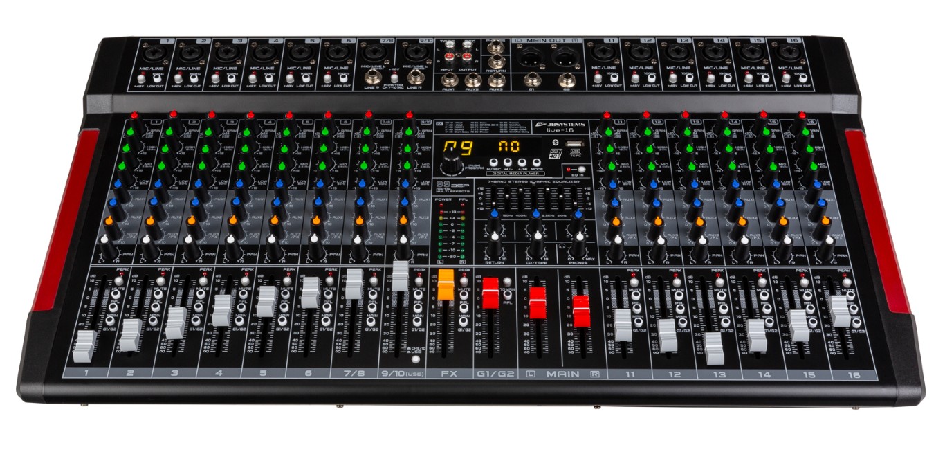 Veelzijdige PA-mixer met uitstekende prijs-kwaliteitverhouding, 16 ingangen / 14 kanalen - LIVE-16