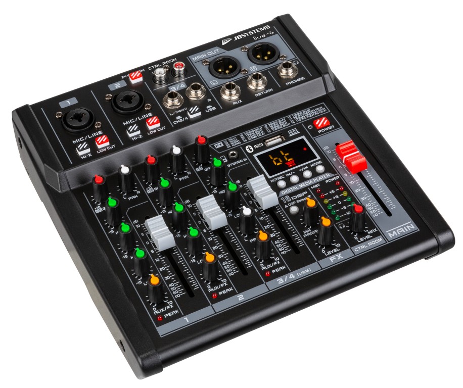 Veelzijdige PA-mixer in een handig compact formaat, 4 ingangen / 3 kanalen - LIVE-4
