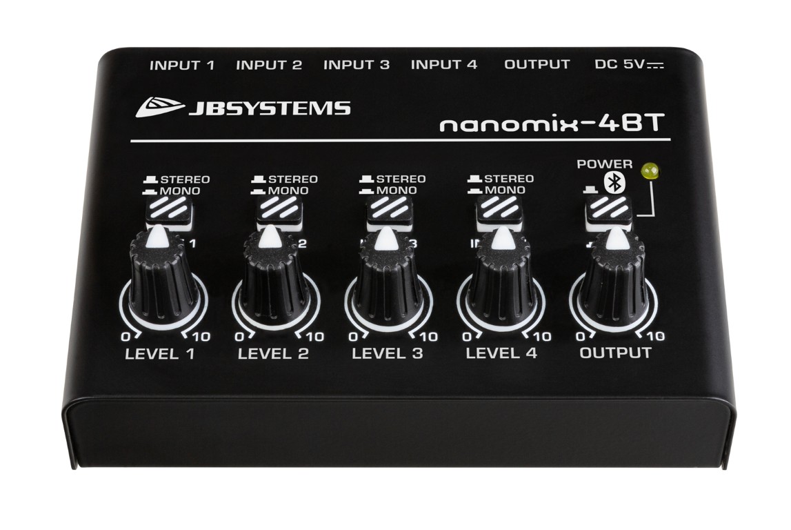 Ultracompact alles-in-één apparaat: 4-kanaals lijnmixer / stereo audio-interface / Bluetooth-ontvanger - NANOMIX-4BT