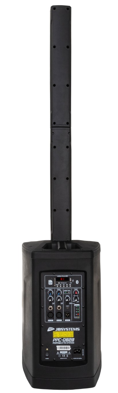 Compact draagbaar kolomluidsprekersysteem met batterij, interne mediaspeler en Bluetooth® - PPC-082B