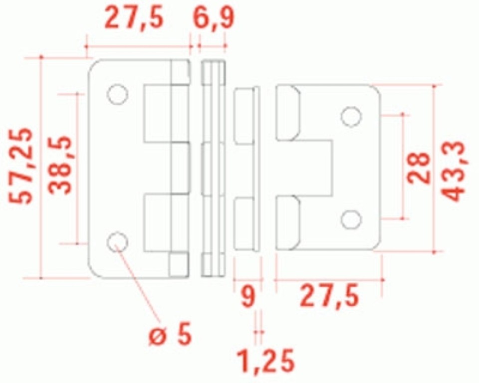 Detachable metal hinge - Large - CHARNDEG