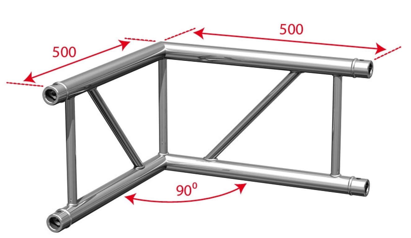 TRUSS DUO290 Hoekverbinding – 2 richtingen – 90° - rechtopstaand - Montagekit inbegrepen - AGDUO29-01