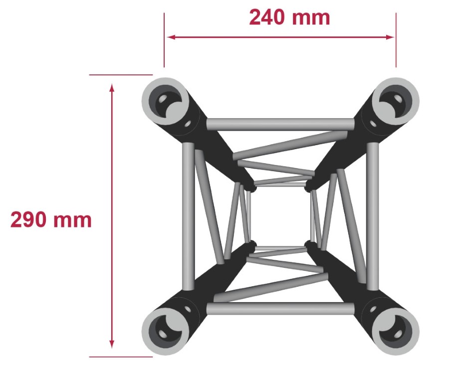 ALU TRUSS Quatro 290 – Lengte: 1m - Montagekit inbegrepen - QUA29-100