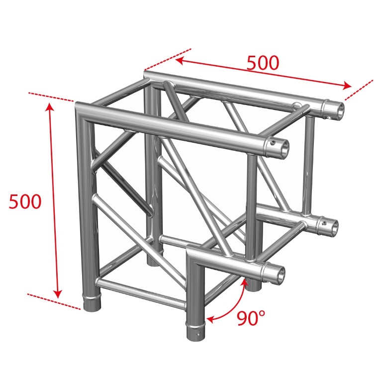 TRUSS Quatro 290 hoekverbinding - 2 richtingen - 50cm - 90° - Montagekit inbegrepen - AGQUA-02