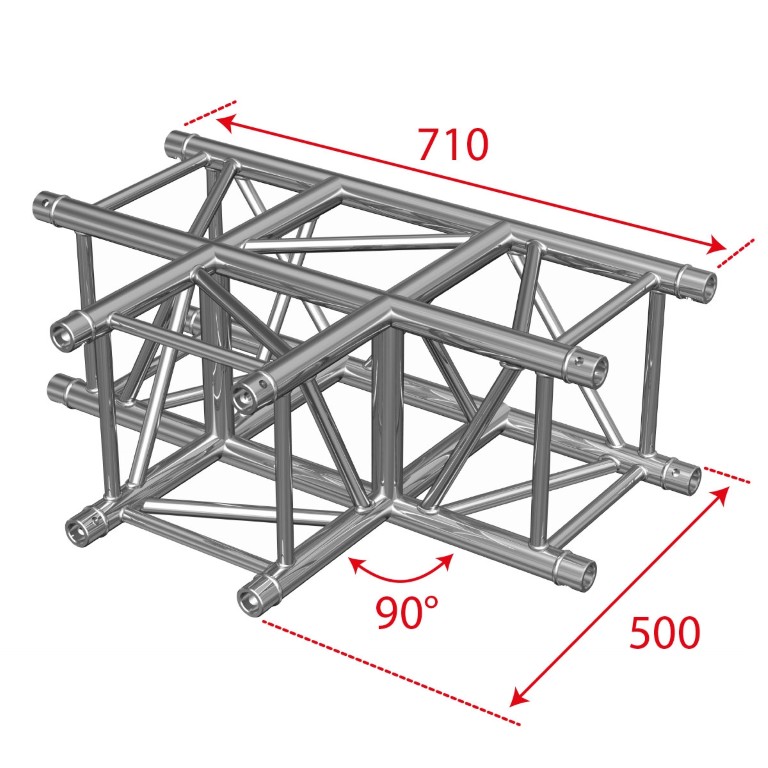 TRUSS Quatro 290 hoekverbinding - 3 richtingen - 90° - Montagekit inbegrepen - AGQUA-05