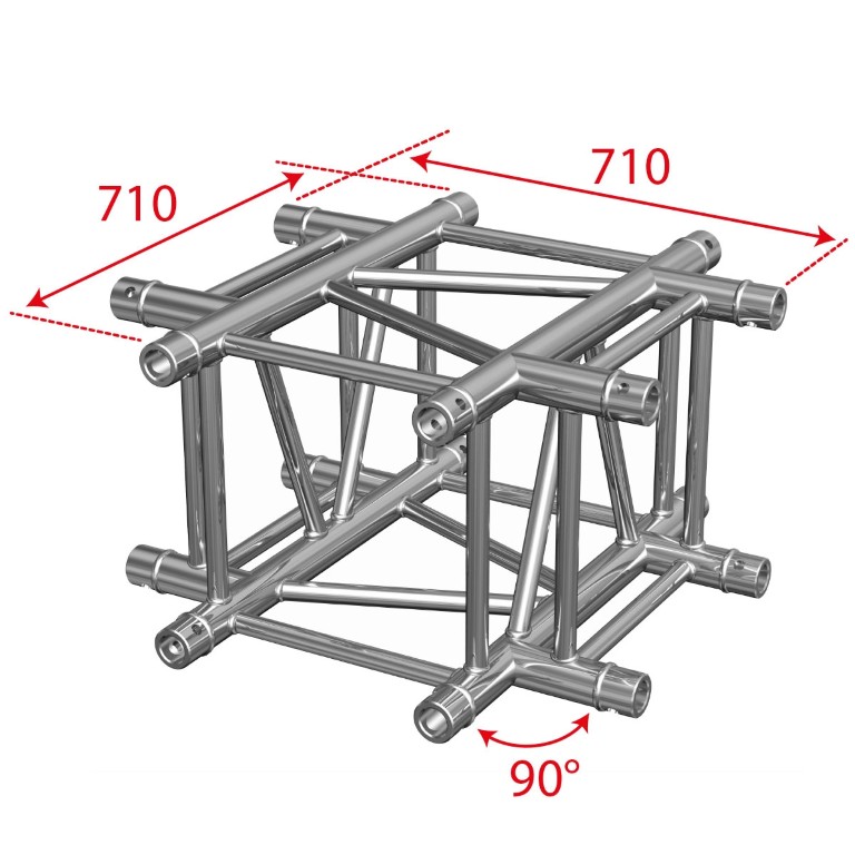 TRUSS Quatro 290 hoekverbinding - 4 richtingen - 90° - Montagekits inbegrepen - AGQUA-06
