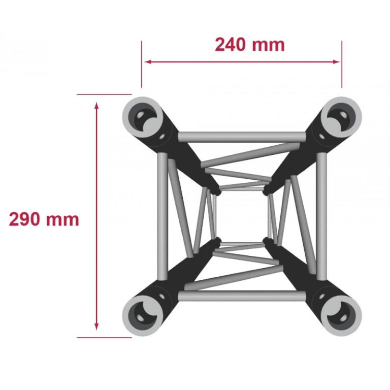 TRUSS Quatro 290 hoekverbinding - 4 richtingen - 90° - Montagekits inbegrepen - AGQUA-06