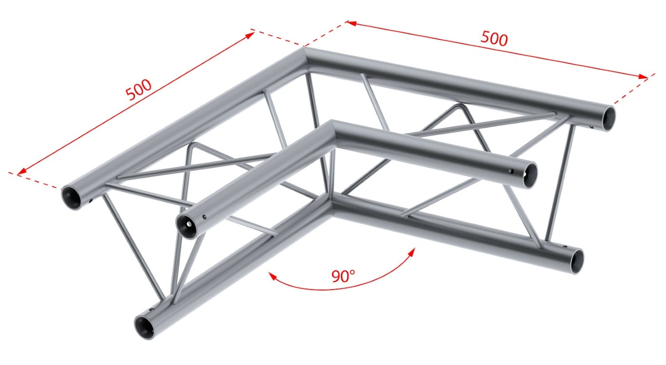 TRIO220 Hoekverbinding - 2 richtingen - 90° - 50cm - Montagekit inbegrepen - DECO22T-AG01
