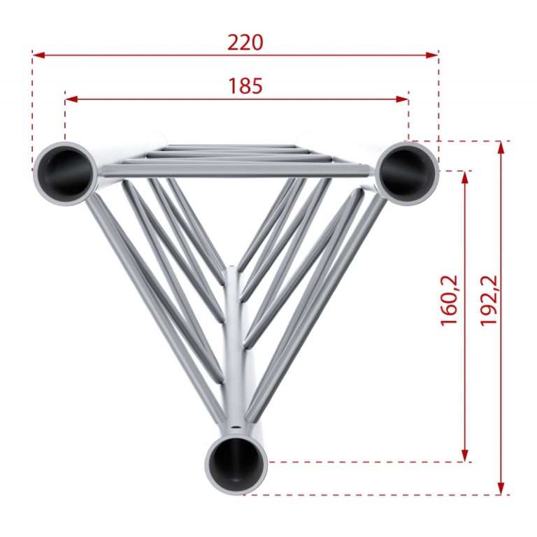 TRIO220 Hoekverbinding - 2 richtingen - 90° - 50cm - Montagekit inbegrepen - DECO22T-AG01