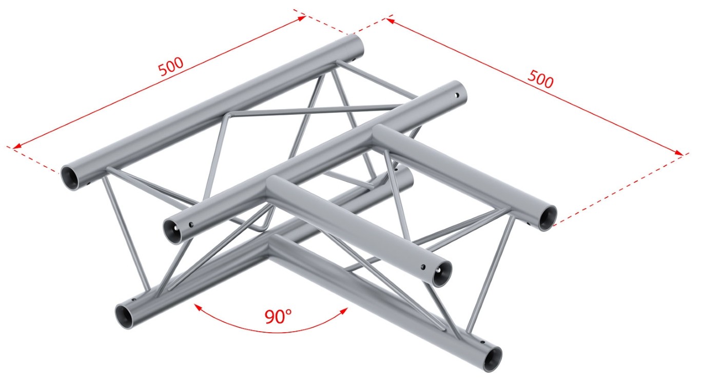 TRIO220 Hoekverbinding - 3 richtingen - 90° - 50cm - Montagekits inbegrepen - DECO22T-AG04