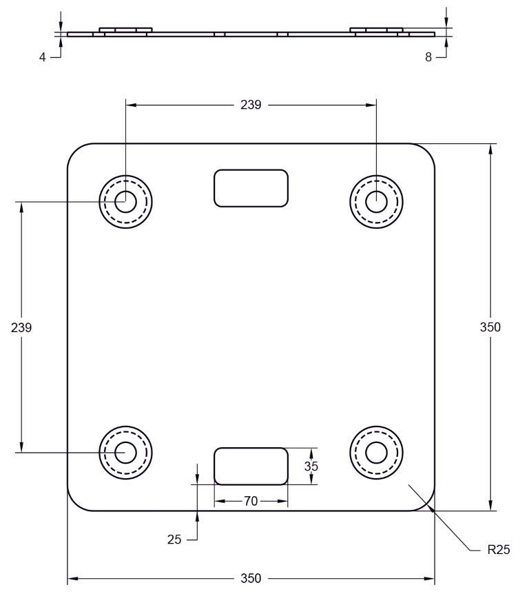 Bovenste basisplaat voor totem met 4x conische halfkoppeling - TOT-BASEtop