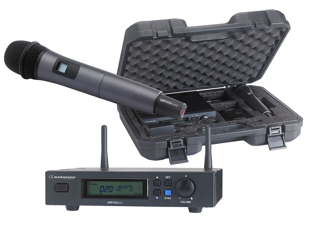 Set inclusief een UHF True Diversity ontvanger en een handmicrofoon in een transportkoffer - 800MHz - PACK-UHF410-Hand-F8
