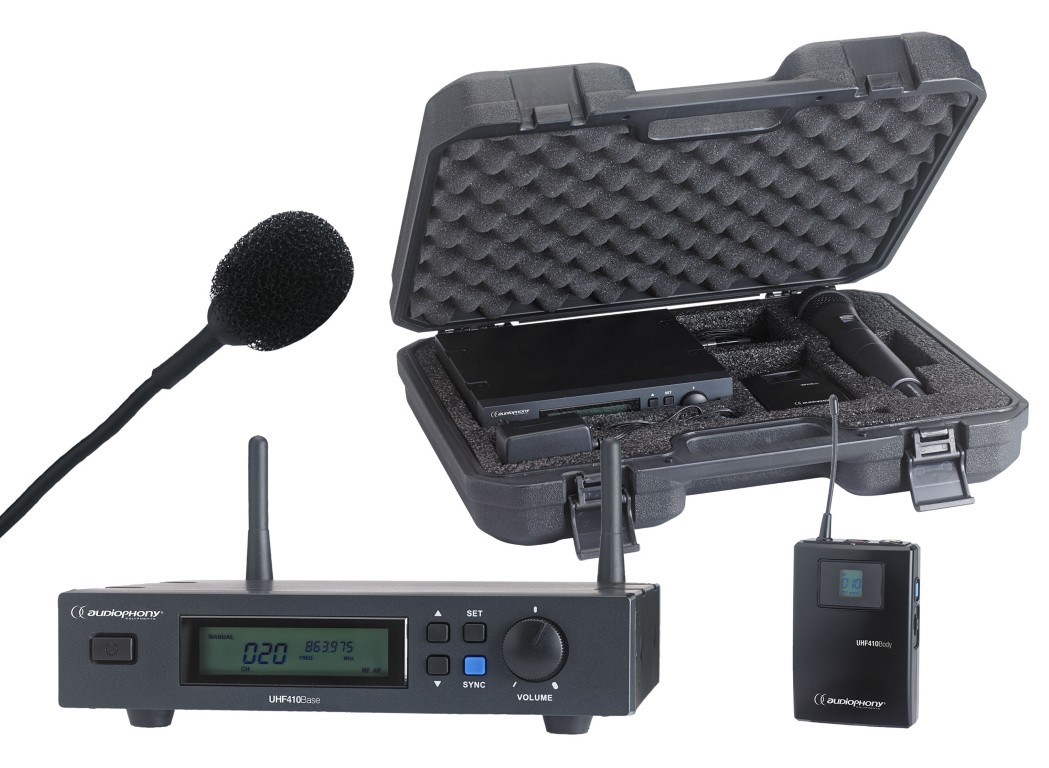 Set inclusief een UHF True Diversity ontvanger + een bodypack en een Lavalier-microfoon in een transportkoffer - 800MHz - PACK-UHF410-Lava-F8