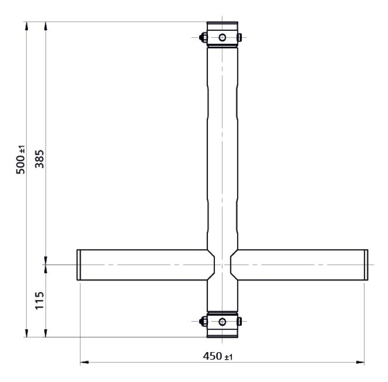 T voor ophanging projector voor 50mm buis - Max. gewicht 100 kg - UNO-T