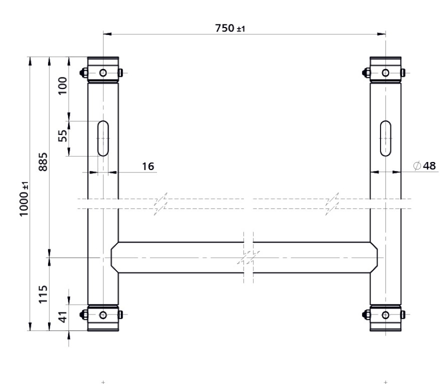 H-frame voor ophanging projector voor 50mm buis - SWL = 200 kg - UNO-H