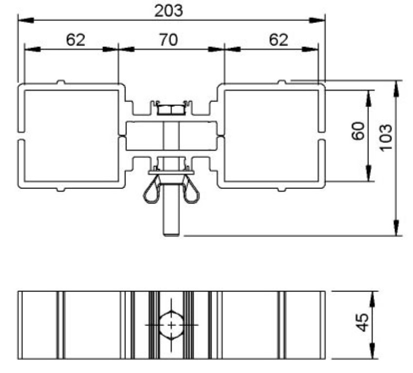 Connecting clamp for two square legs - PLTS-fc2