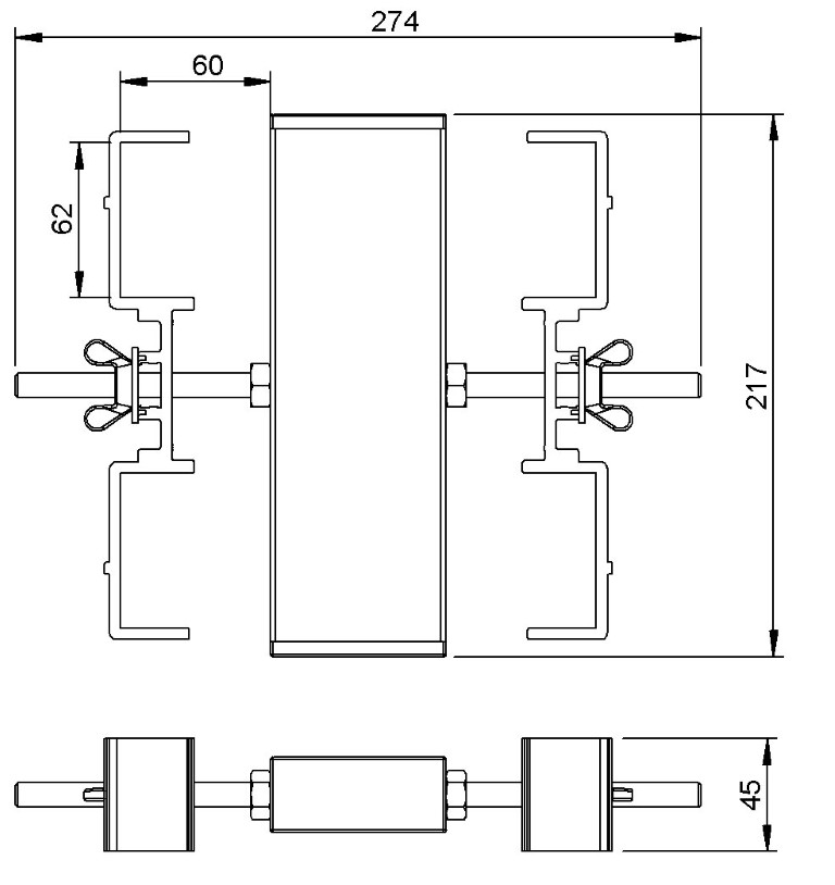Connecting clamp for four square legs - PLTS-fc4