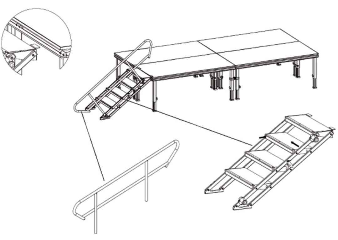 Verstelbare trap van 0,6m tot 1m - 4 treden - PLT-st60100