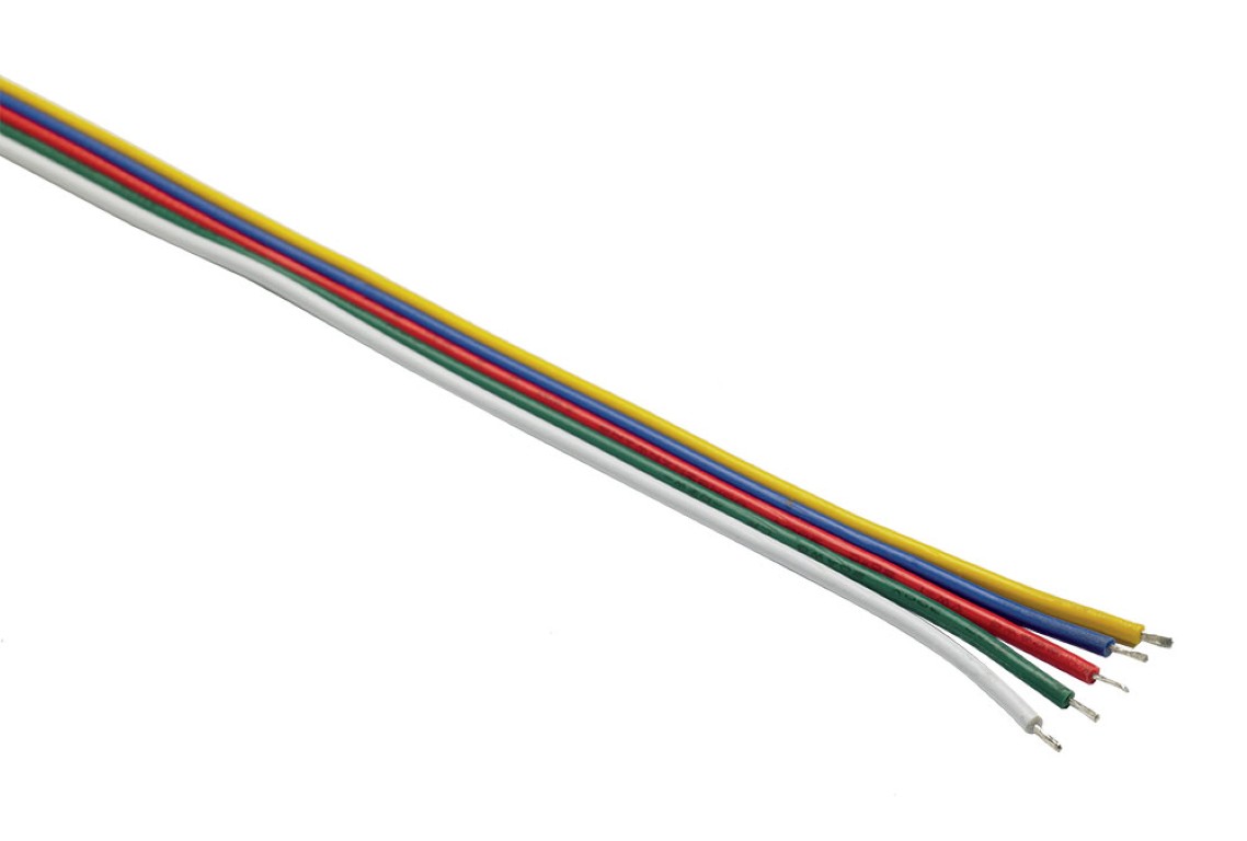Flat cable 5x 0,326mm² Y/R/G/B/W - 10m - FLATCABLE-5