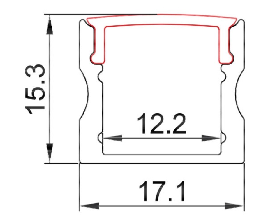 Aluminium profiel 15x17 mm - 2m - TAPEprofil-B