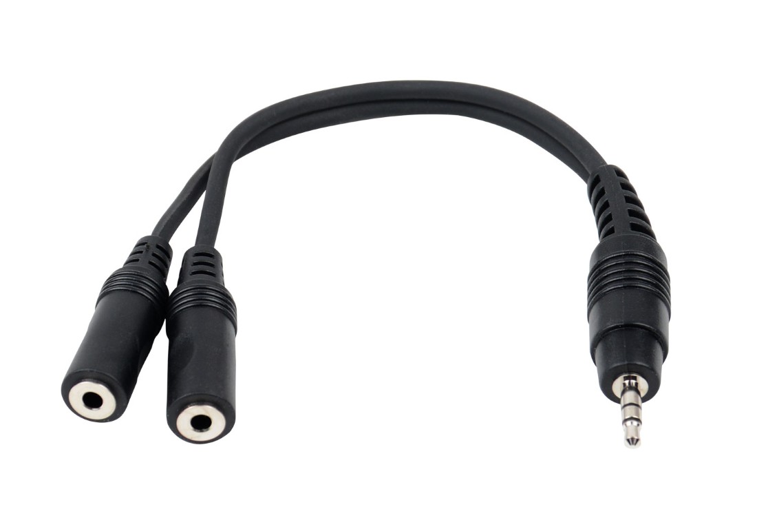 1x male stereo 3.5 jack / 2x 3.5 stereo female jack - Black - ADAPT2020
