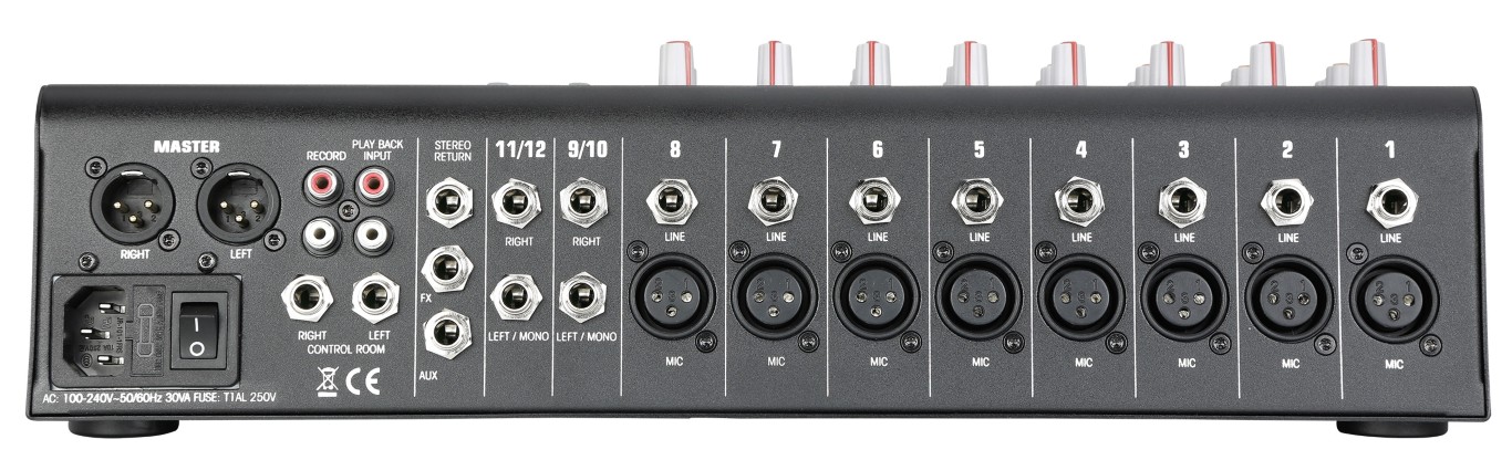 Mengpaneel 12 kanalen met compressie, effecten en USB / SD / Bluetooth Speler - MPX12
