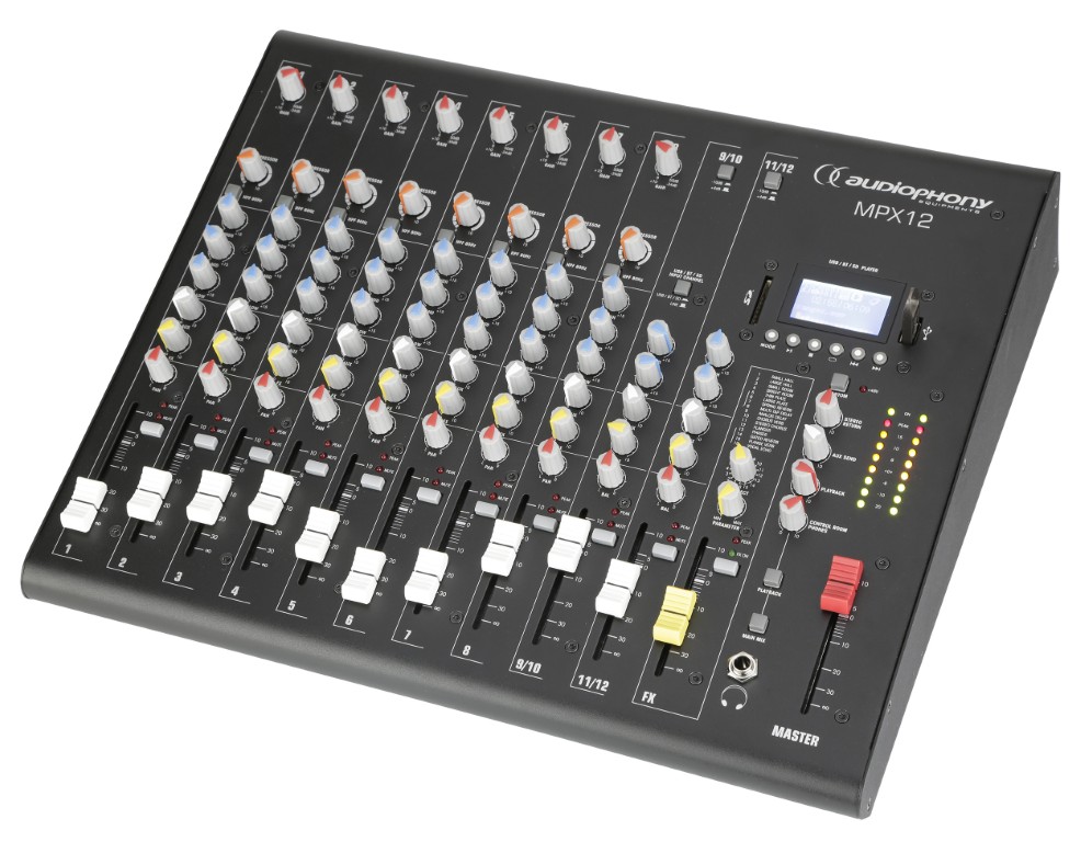 Mengpaneel 12 kanalen met compressie, effecten en USB / SD / Bluetooth Speler - MPX12