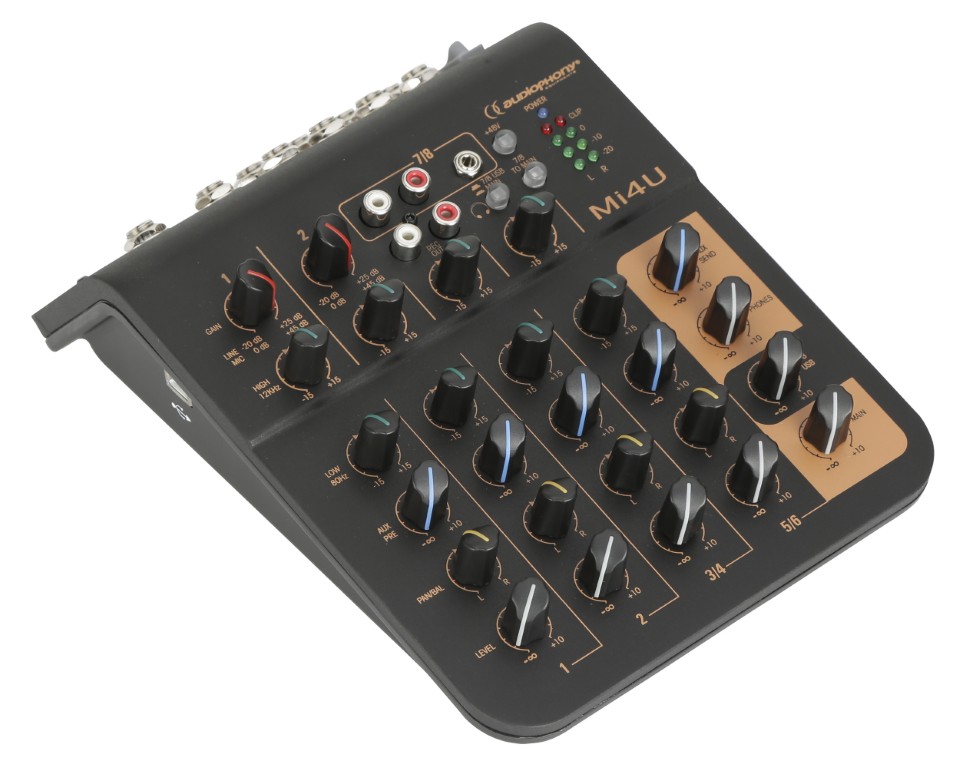 Mengpaneel 4 kanalen, 2 micro, 2 stereo, 1 aux en USB poort - Mi4U