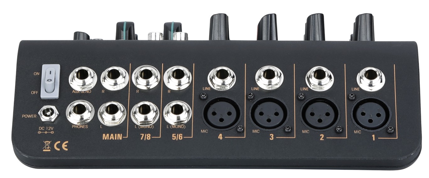 Mengpaneel 6 kanalen, 4 micro, 2 stereo, 1 aux en USB poort - Mi6U