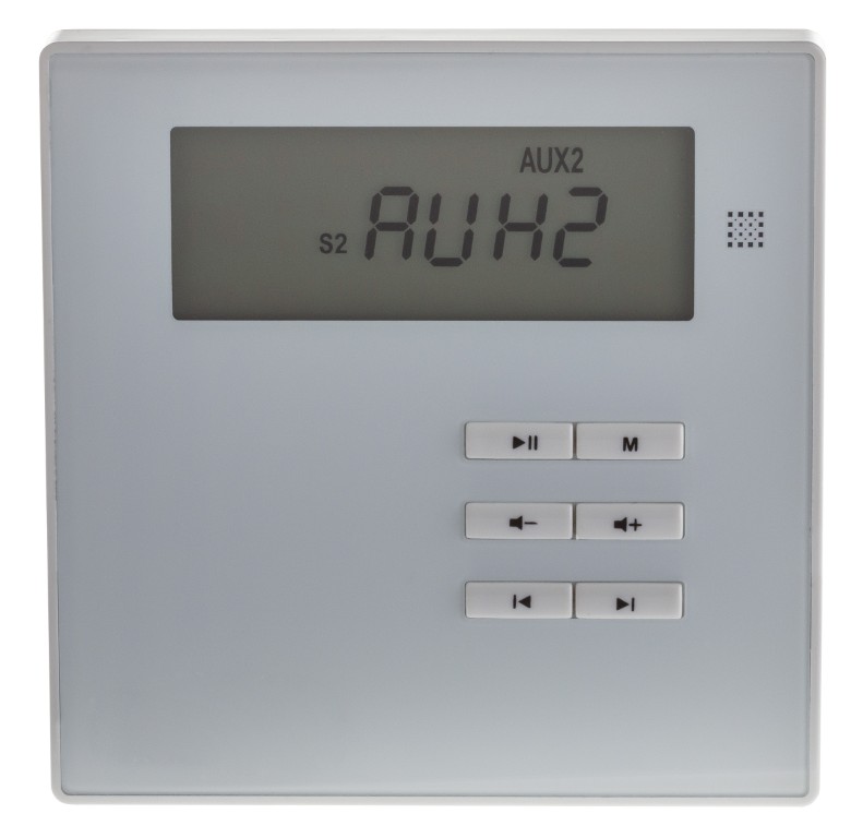 2x 10W wandversterker - FM, SD, USB, BLUETOOTH, AUX met lijnuitgang - WALLAMPmedia