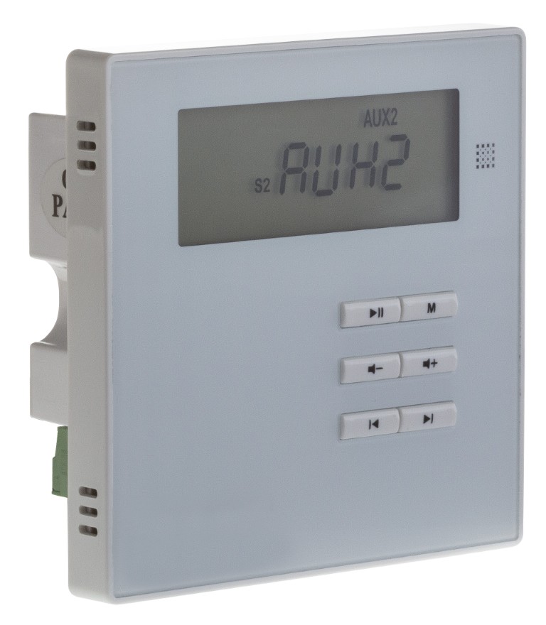 2x 10W wandversterker - FM, SD, USB, BLUETOOTH, AUX met lijnuitgang - WALLAMPmedia