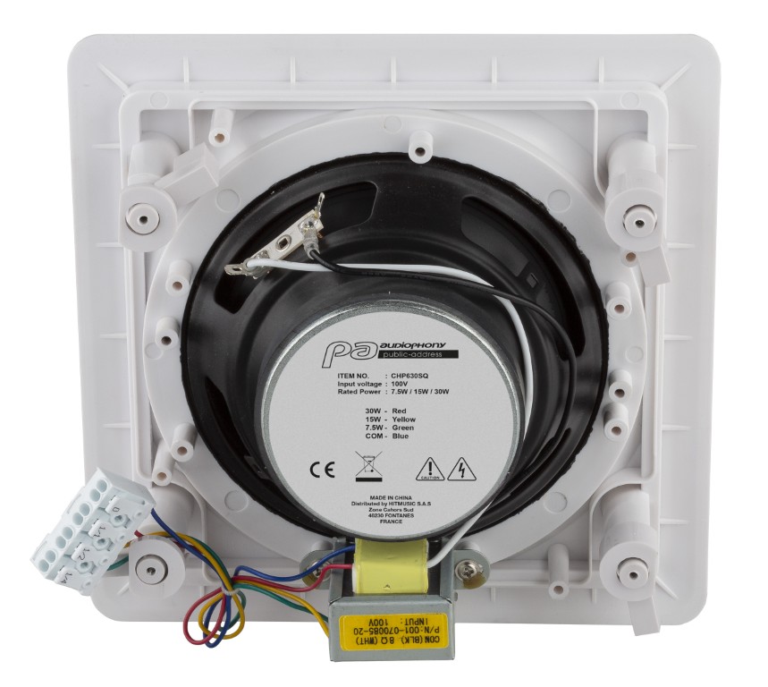 Vierkante verzonken plafondluidspreker 100V 7.5/15/30W RMS - CHP630SQ