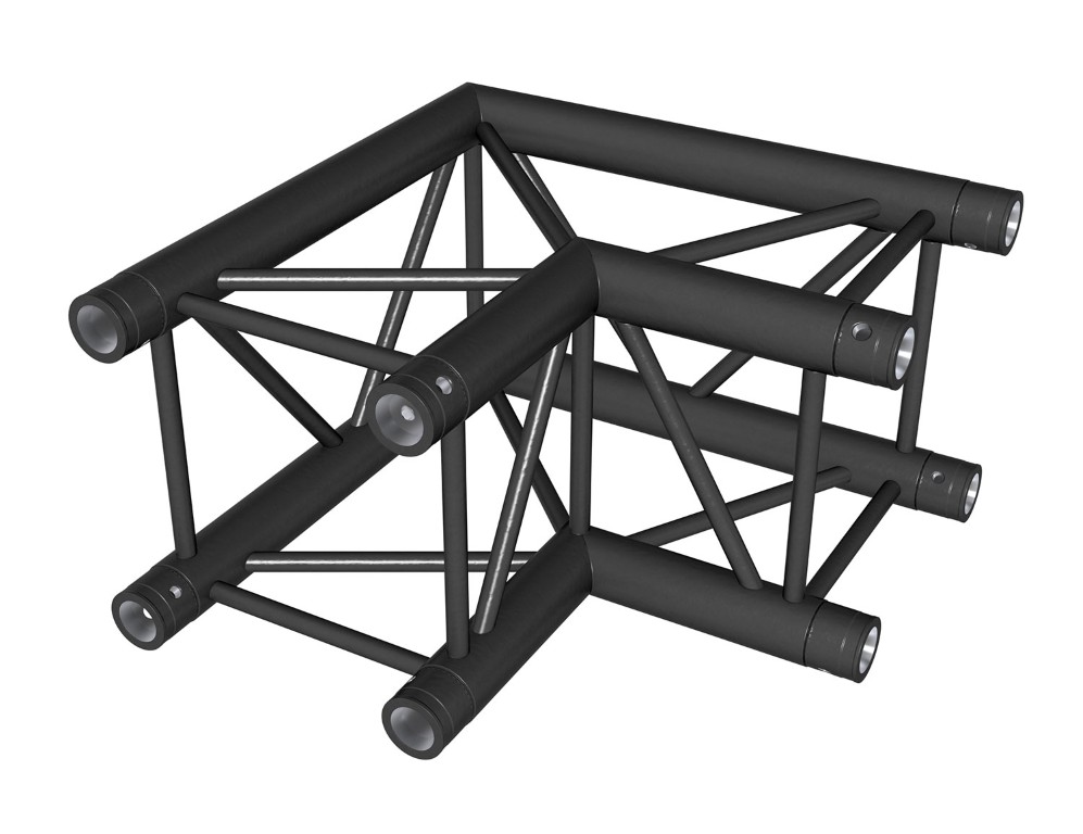 TRUSS Quatro 290 hoekverbinding - 2 richtingen - 50cm - 90° - zwart - Montagekit inbegrepen - AGQUA-02 blk