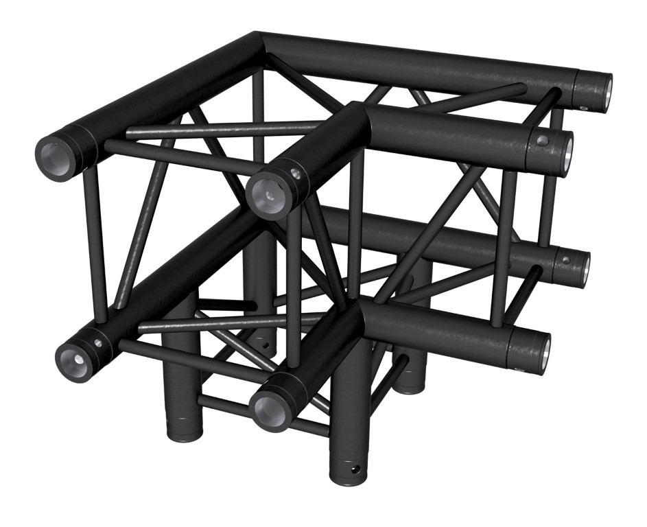 TRUSS Quatro 290 hoekverbinding - 3 richtingen - 90° - zwart - Montagekits inbegrepen - AGQUA-09 blk