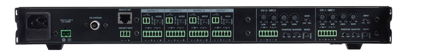 Mixer met 2 ingangen / 4 uitgangen en USB / SD / TUNER / Bluetooth multimediaspeler - PMX34
