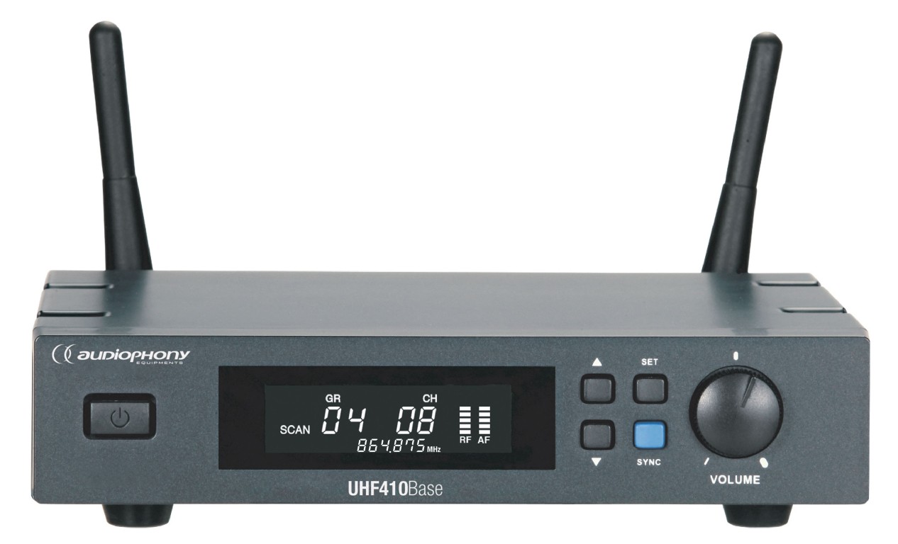 True Diversity-ontvanger met Auto-Scan, sync functie en opbergtas - 500MHz range - UHF410-BASE-F5